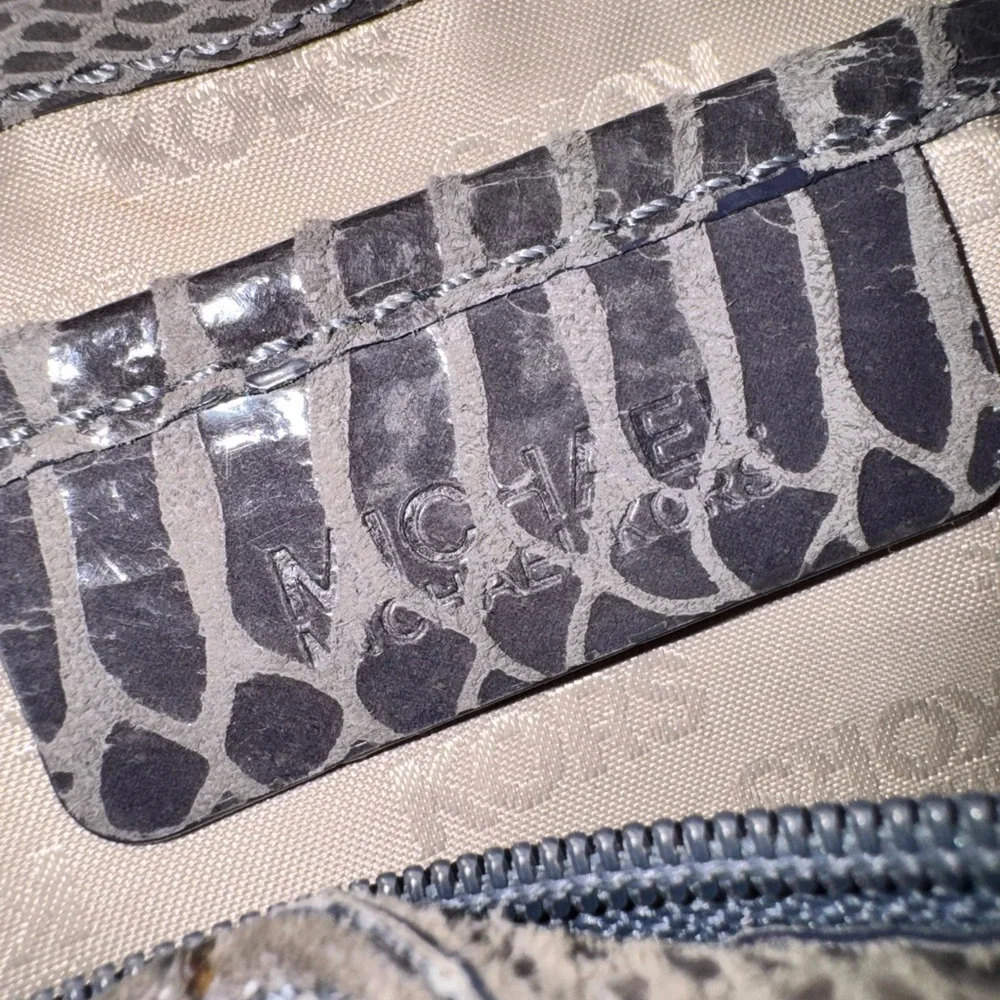 Michael Kors Grey Snake-Embossed Leather Hobo